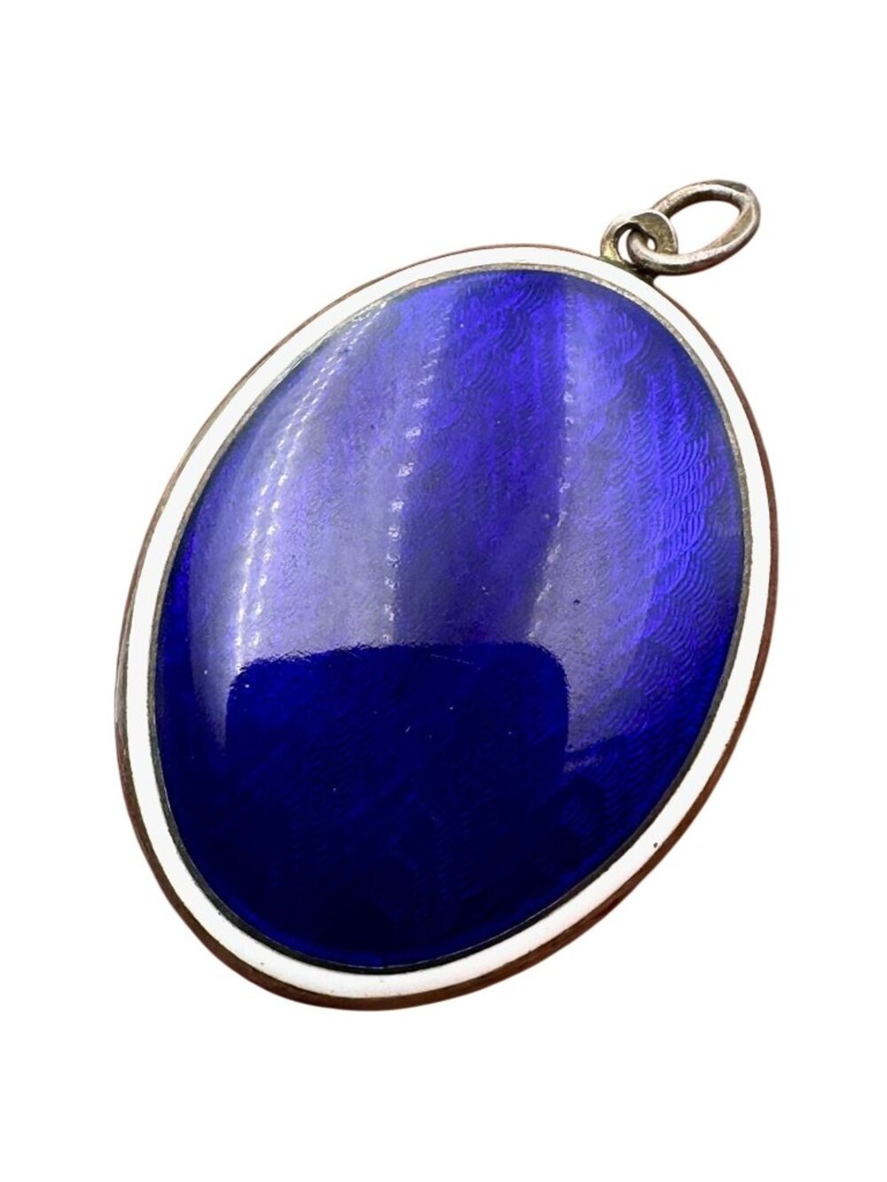 Antique Sterling Silver Blue White Guilloche Enamel Picture Locket or Compact?